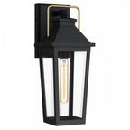 QZ-BUCKLEY-M-MBK Buckley 1 Light Medium Outdoor Wall Lantern Matt Black & Brass Accent