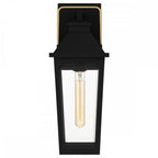 QZ-BUCKLEY-M-MBK Buckley 1 Light Medium Outdoor Wall Lantern Matt Black & Brass Accent