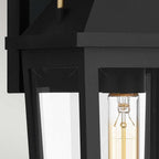 QZ-BUCKLEY-M-MBK Buckley 1 Light Medium Outdoor Wall Lantern Matt Black & Brass Accent
