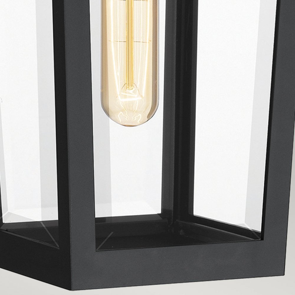 QZ-BUCKLEY-M-MBK Buckley 1 Light Medium Outdoor Wall Lantern Matt Black & Brass Accent