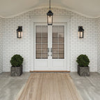 QZ-BUCKLEY-M-MBK Buckley 1 Light Medium Outdoor Wall Lantern Matt Black & Brass Accent
