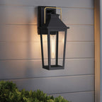 QZ-BUCKLEY-M-MBK Buckley 1 Light Medium Outdoor Wall Lantern Matt Black & Brass Accent