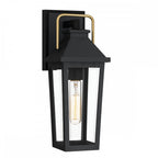 QZ-BUCKLEY-S-MBK Buckley 1 Light Small Outdoor Wall Lantern Matt Black & Brass Accent