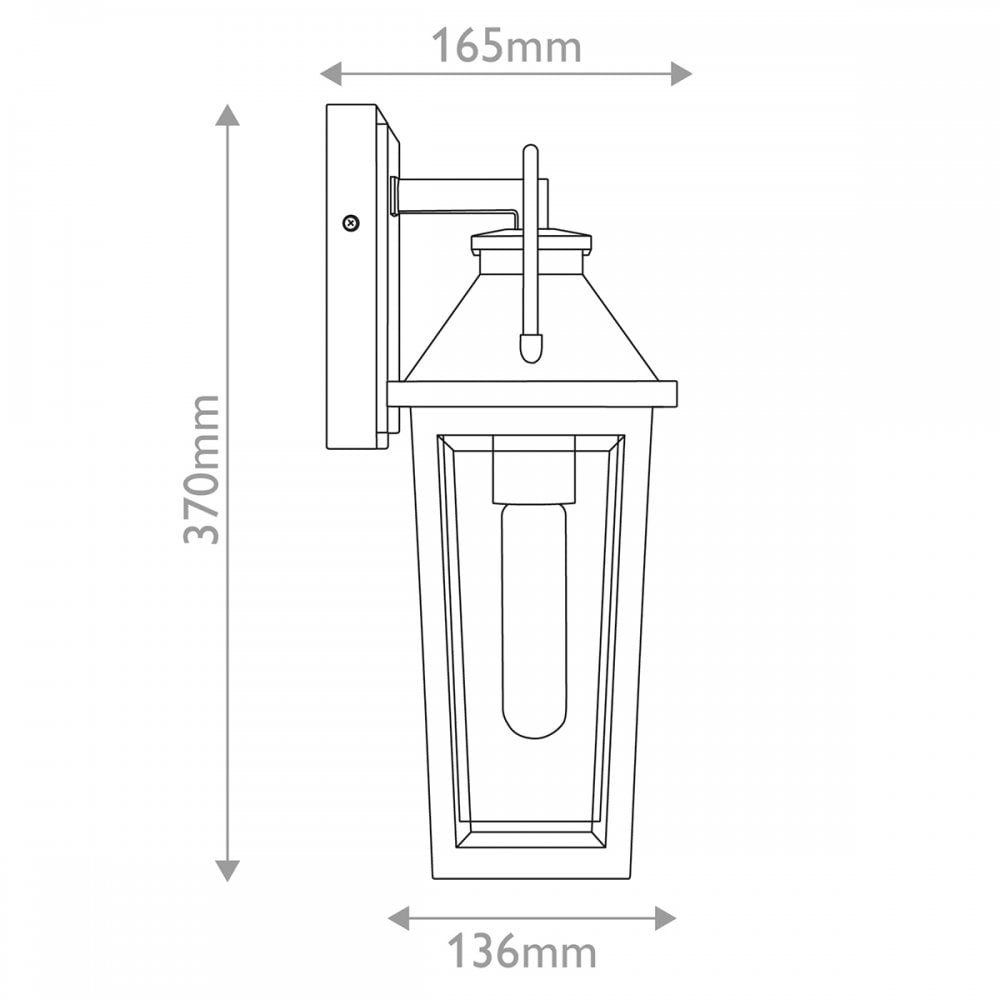 QZ-BUCKLEY-S-MBK Buckley 1 Light Small Outdoor Wall Lantern Matt Black & Brass Accent