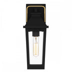 QZ-BUCKLEY-S-MBK Buckley 1 Light Small Outdoor Wall Lantern Matt Black & Brass Accent