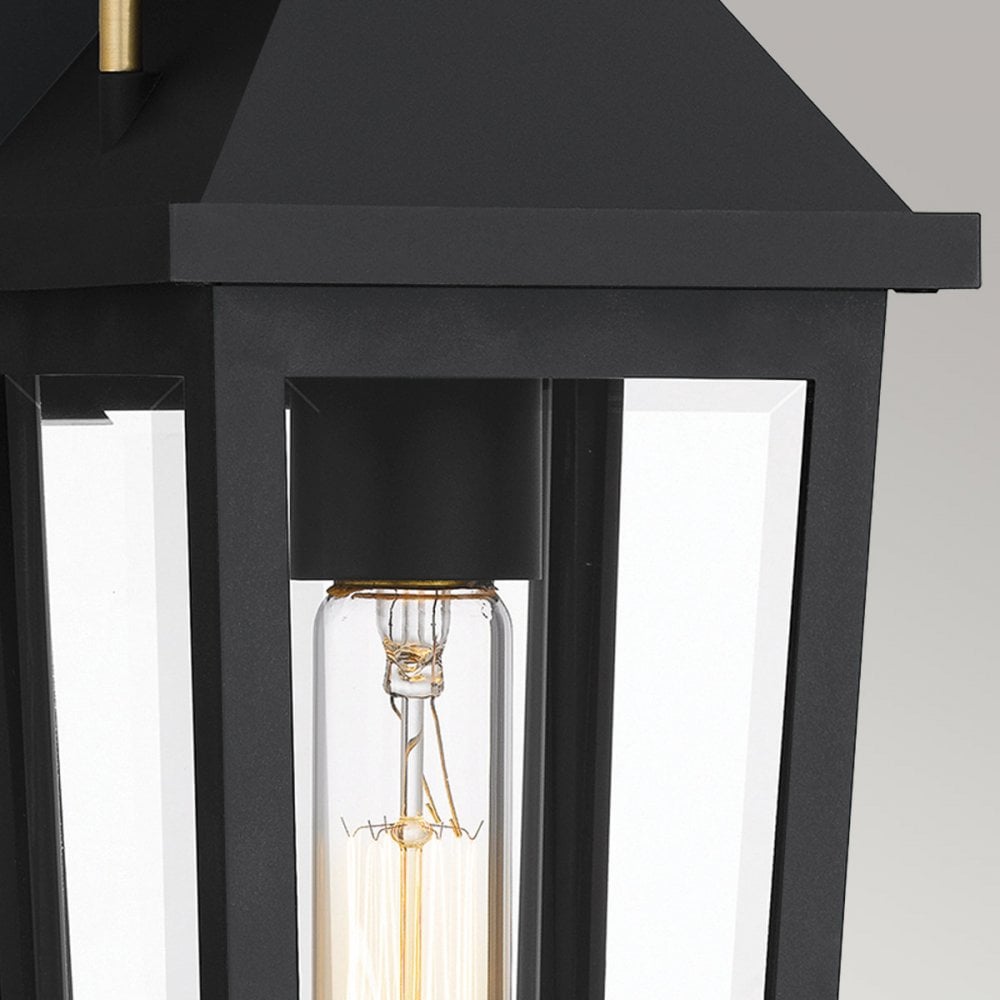 QZ-BUCKLEY-S-MBK Buckley 1 Light Small Outdoor Wall Lantern Matt Black & Brass Accent