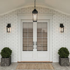 QZ-BUCKLEY-S-MBK Buckley 1 Light Small Outdoor Wall Lantern Matt Black & Brass Accent