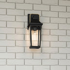 QZ-BUCKLEY-S-MBK Buckley 1 Light Small Outdoor Wall Lantern Matt Black & Brass Accent