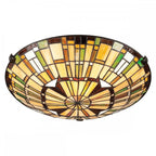 QZ-REED-F-VB Reed 2 Light Flush Valiant Bronze & Art Glass Shade