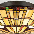QZ-REED-F-VB Reed 2 Light Flush Valiant Bronze & Art Glass Shade