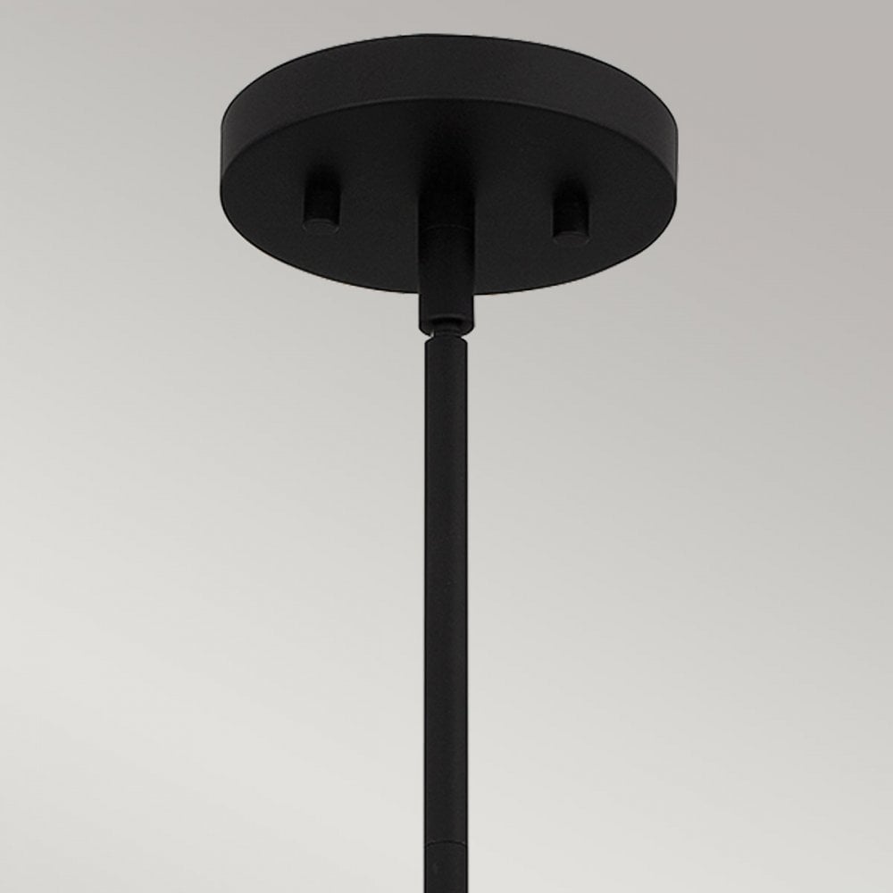 QZ-ROYER-1P-MBK Royer 1 Light Pendant Matte Black with natural rope detail and clear mottled blown glass shade