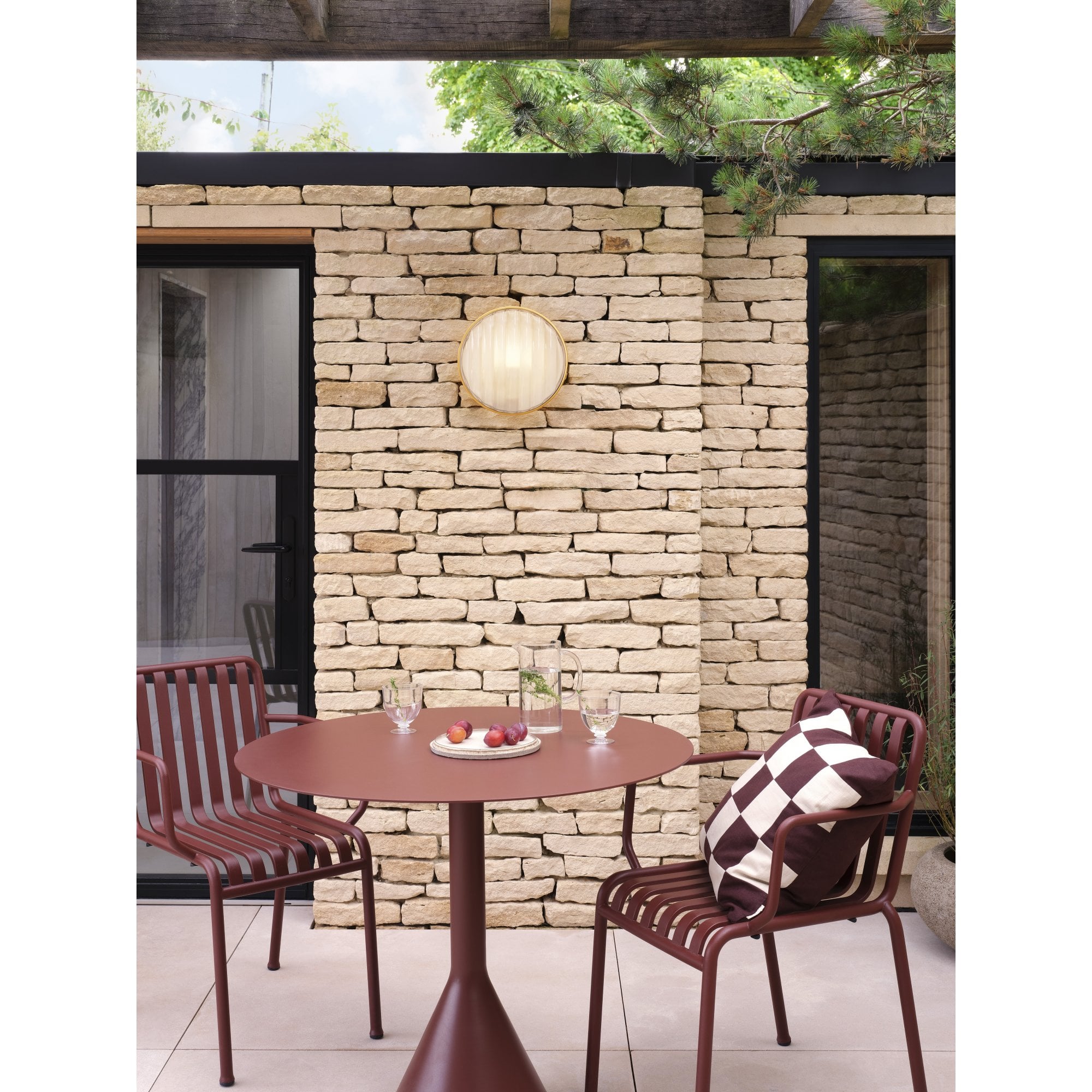 1032018 Montreal Round 300 Outdoor Wall Light PVD Brushed Brass