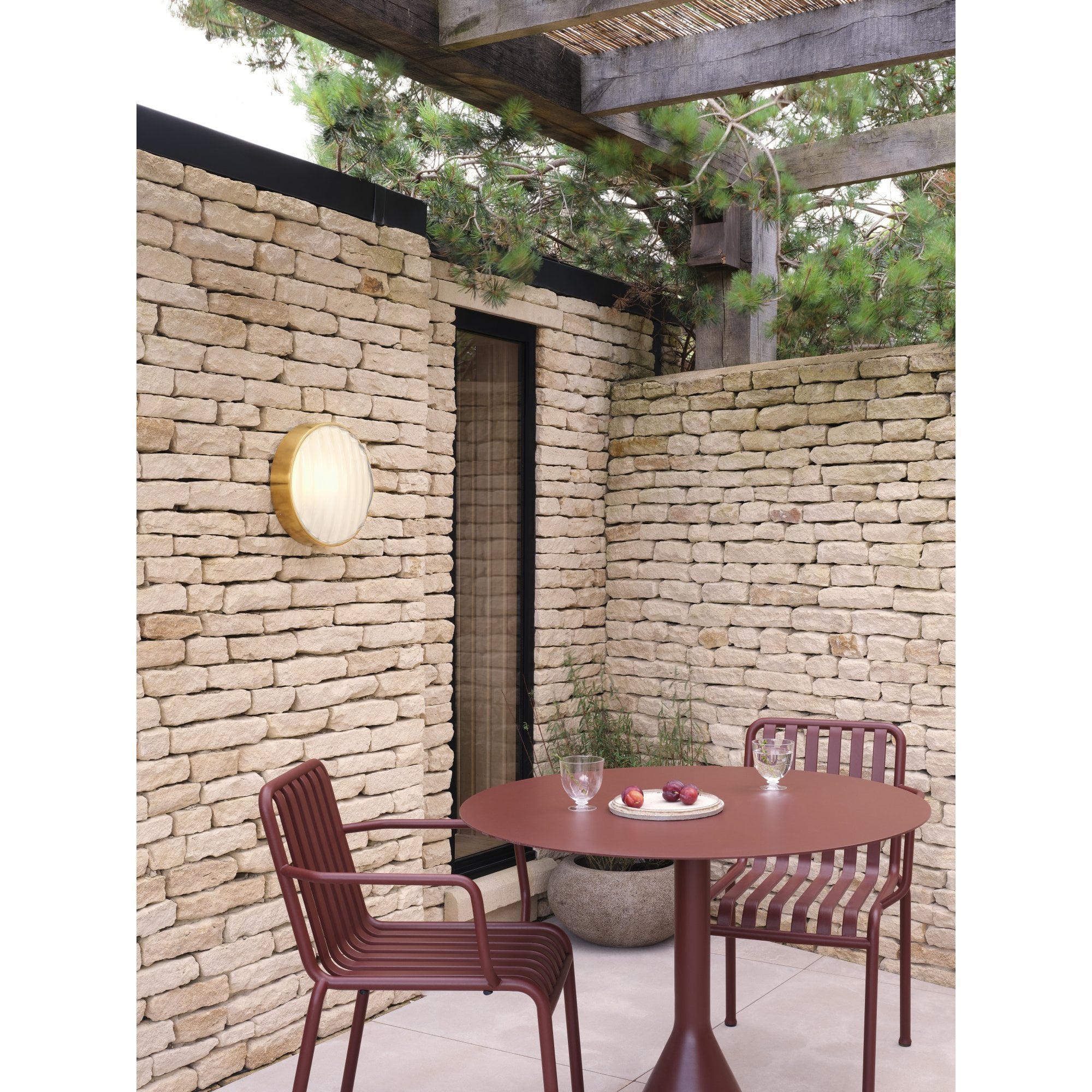 1032018 Montreal Round 300 Outdoor Wall Light PVD Brushed Brass