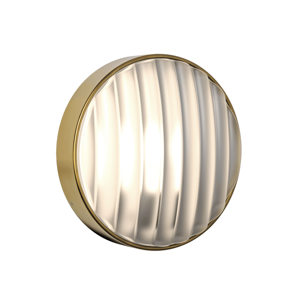 1032018 Montreal Round 300 Outdoor Wall Light PVD Brushed Brass