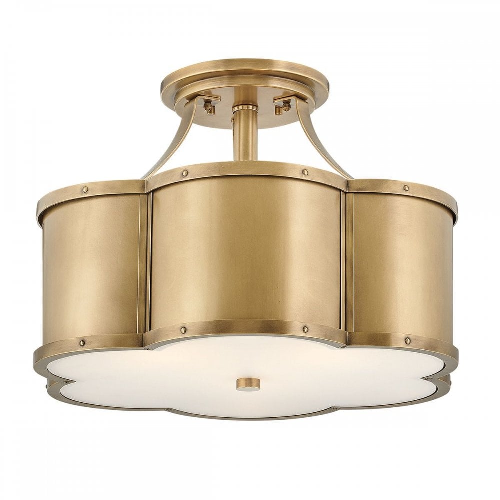 QN-CHANCE-SF-M-HB Chance 3 Light Medium Semi-Flush Heritage Brass