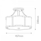 QN-CHANCE-SF-M-HB Chance 3 Light Medium Semi-Flush Heritage Brass