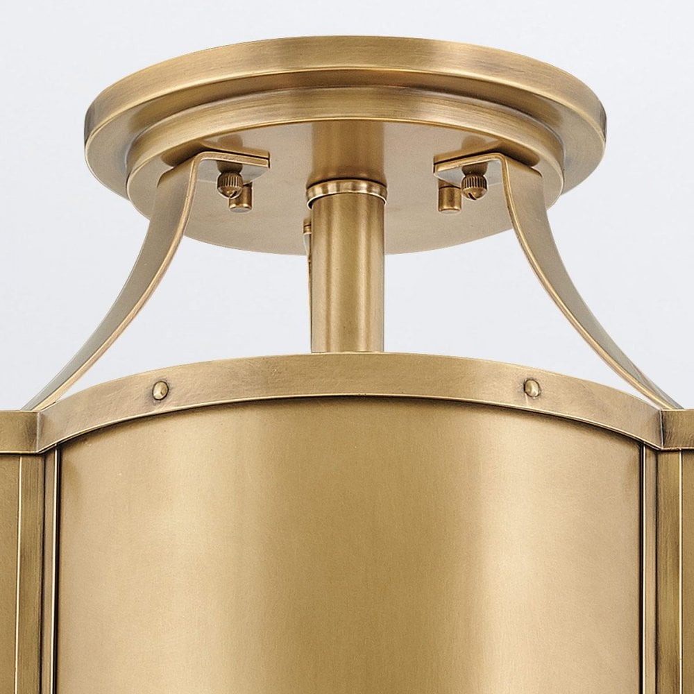 QN-CHANCE-SF-M-HB Chance 3 Light Medium Semi-Flush Heritage Brass