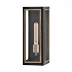 QN-SHAW-1M-BK Shaw 1 Light Outdoor Wall Lantern Black with Burnished Bronze accents