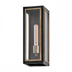 QN-SHAW-1M-BK Shaw 1 Light Outdoor Wall Lantern Black with Burnished Bronze accents