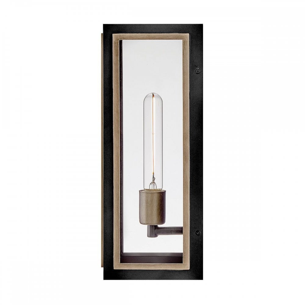 QN-SHAW-1M-BK Shaw 1 Light Outdoor Wall Lantern Black with Burnished Bronze accents