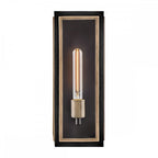 QN-SHAW-1M-BK Shaw 1 Light Outdoor Wall Lantern Black with Burnished Bronze accents