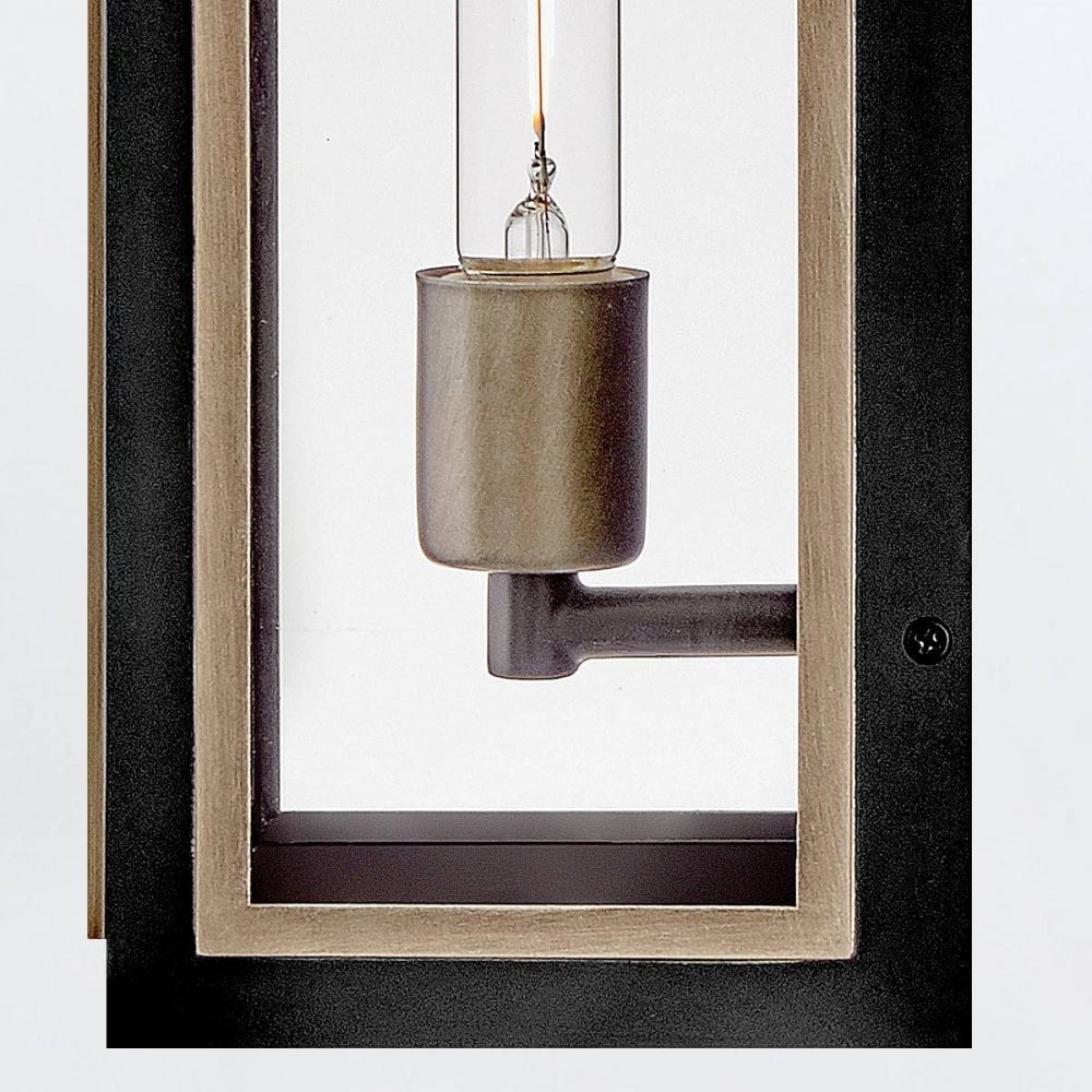 QN-SHAW-1M-BK Shaw 1 Light Outdoor Wall Lantern Black with Burnished Bronze accents