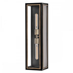 QN-SHAW-2M-BK Shaw 2 Light Outdoor Wall Lantern Black with Burnished Bronze accents