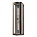 QN-SHAW-2M-BK Shaw 2 Light Outdoor Wall Lantern Black with Burnished Bronze accents
