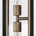 QN-SHAW-2M-BK Shaw 2 Light Outdoor Wall Lantern Black with Burnished Bronze accents