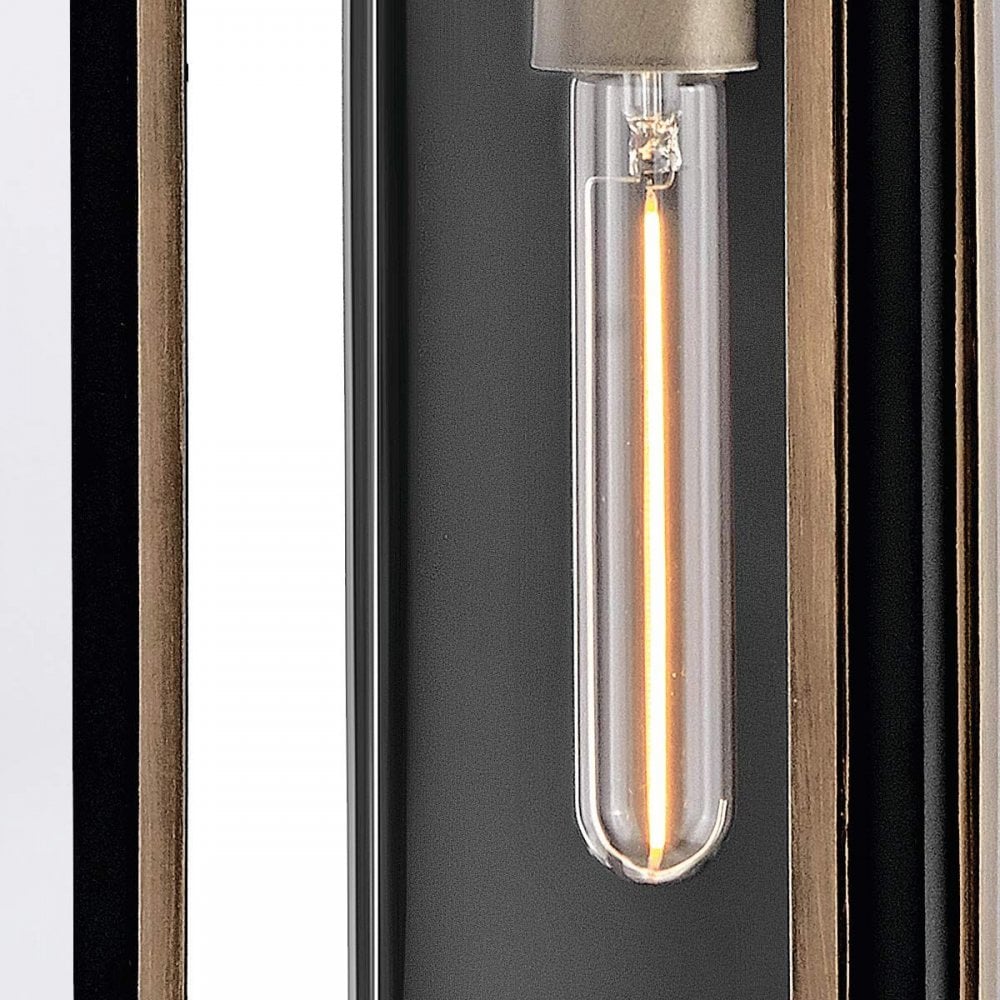 QN-SHAW-2M-BK Shaw 2 Light Outdoor Wall Lantern Black with Burnished Bronze accents