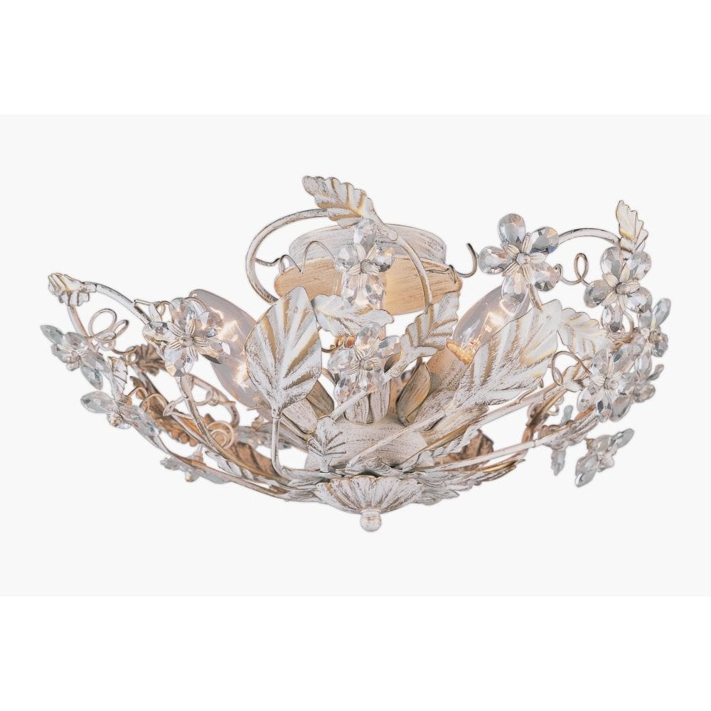 SF05305/AW Florence 3 Light Semi-Flush Ceiling Light Antique White