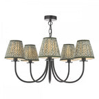 BEC0522-EST2624 Becca 5 Light Pendant Matt Black With Shade