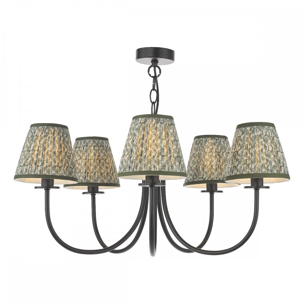 BEC0522-EST2624 Becca 5 Light Pendant Matt Black With Shade