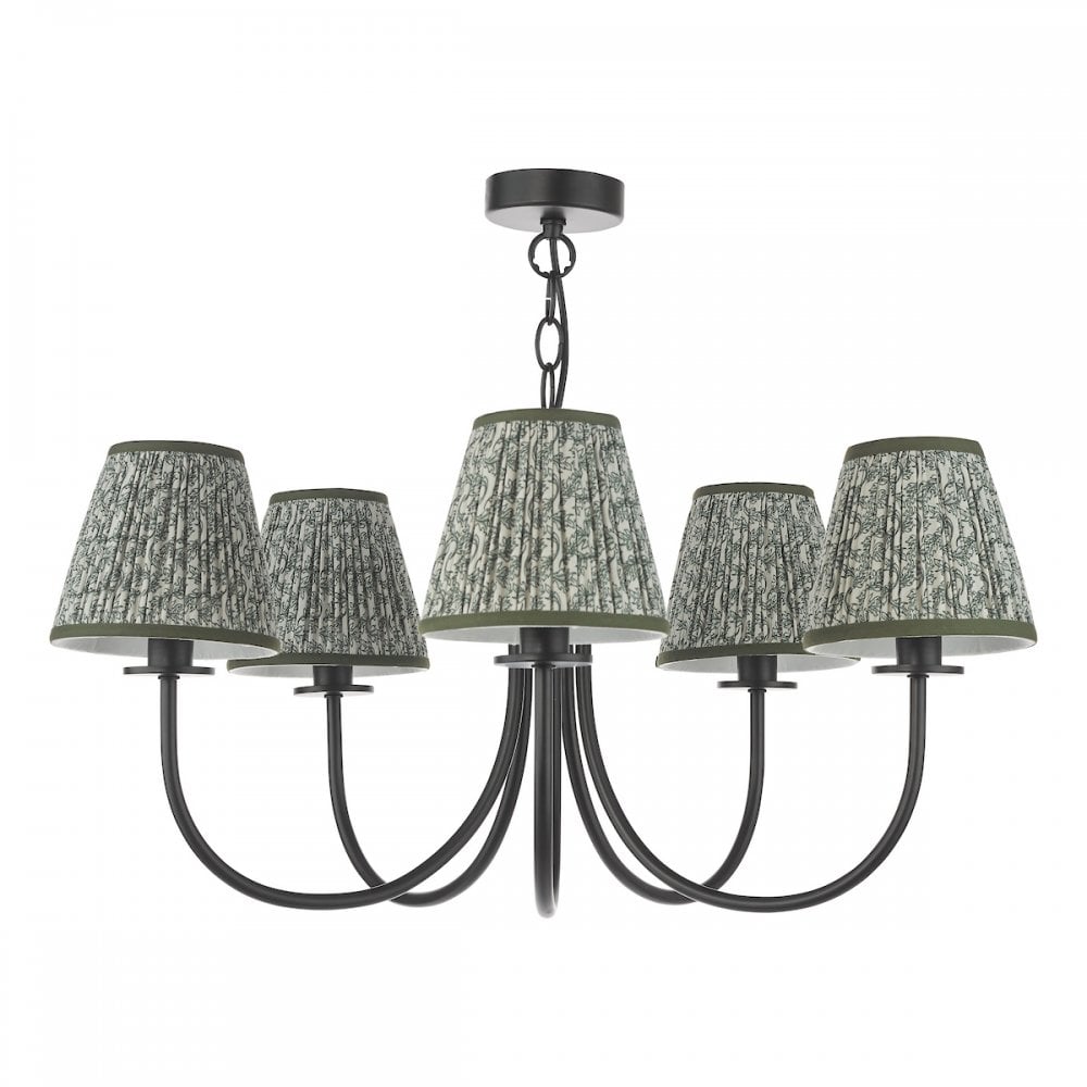 BEC0522-EST2624 Becca 5 Light Pendant Matt Black With Shade