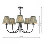 BEC0522-EST2624 Becca 5 Light Pendant Matt Black With Shade
