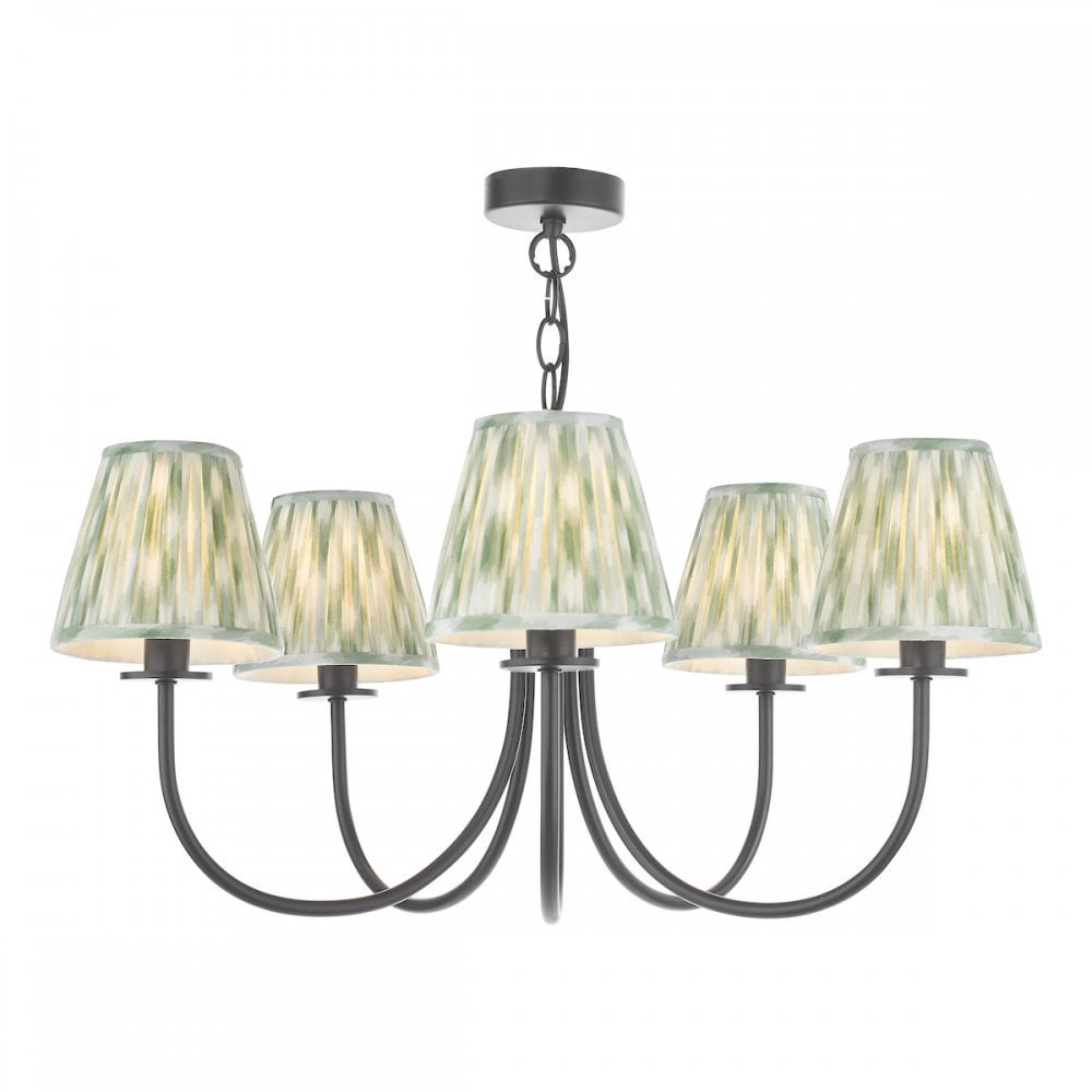 BEC0522-IKA2624 Becca 5 Light Pendant Matt Black With Shade