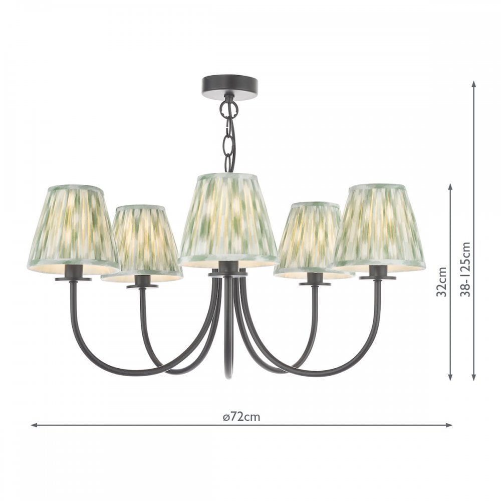 BEC0522-IKA2624 Becca 5 Light Pendant Matt Black With Shade
