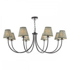 BEC0822-EST2624 Becca 8 Light Pendant Matt Black With Shade