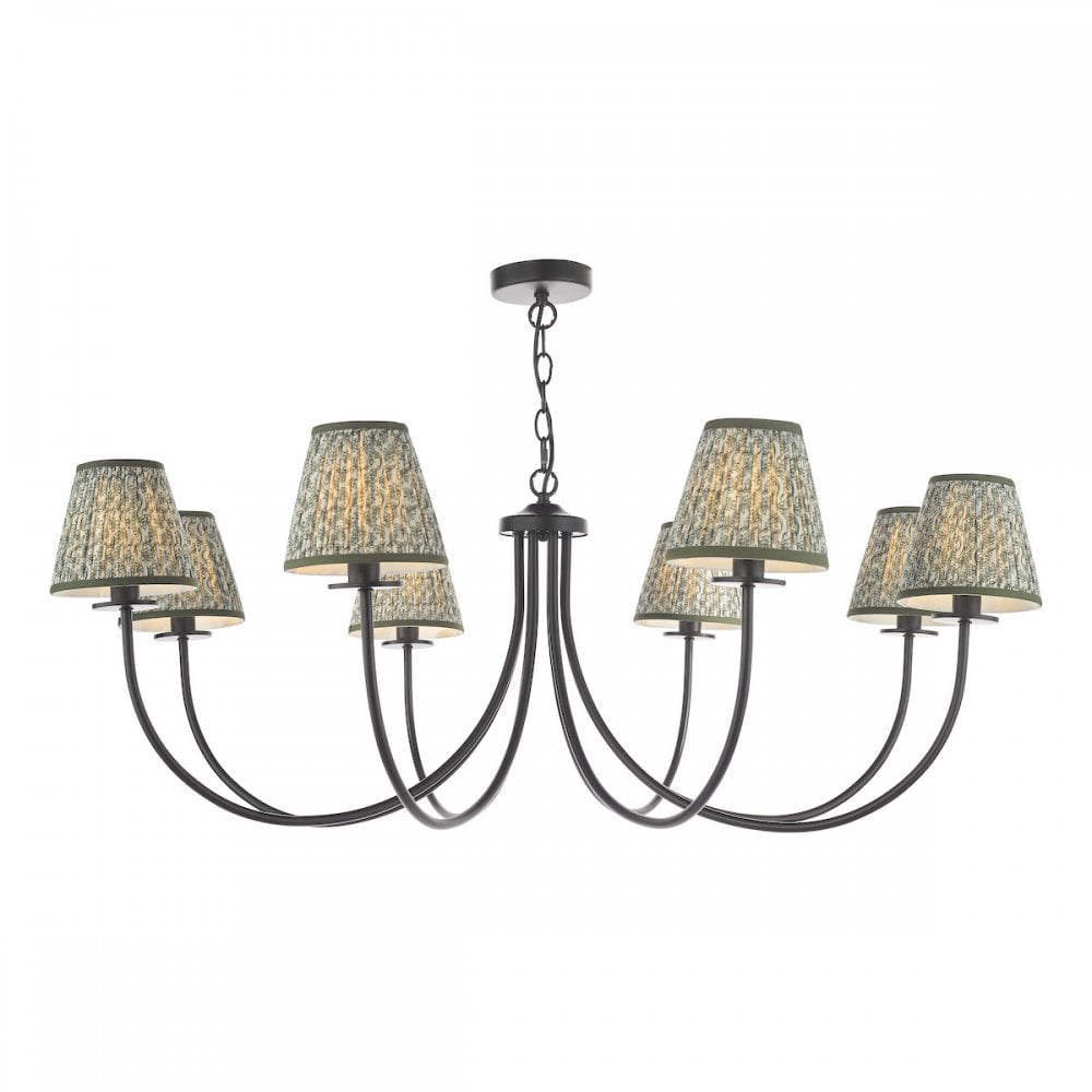 BEC0822-EST2624 Becca 8 Light Pendant Matt Black With Shade