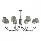 BEC0822-EST2624 Becca 8 Light Pendant Matt Black With Shade