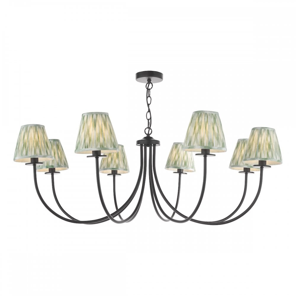 BEC0822-IKA2624 Becca 8 Light Pendant Matt Black With Shade