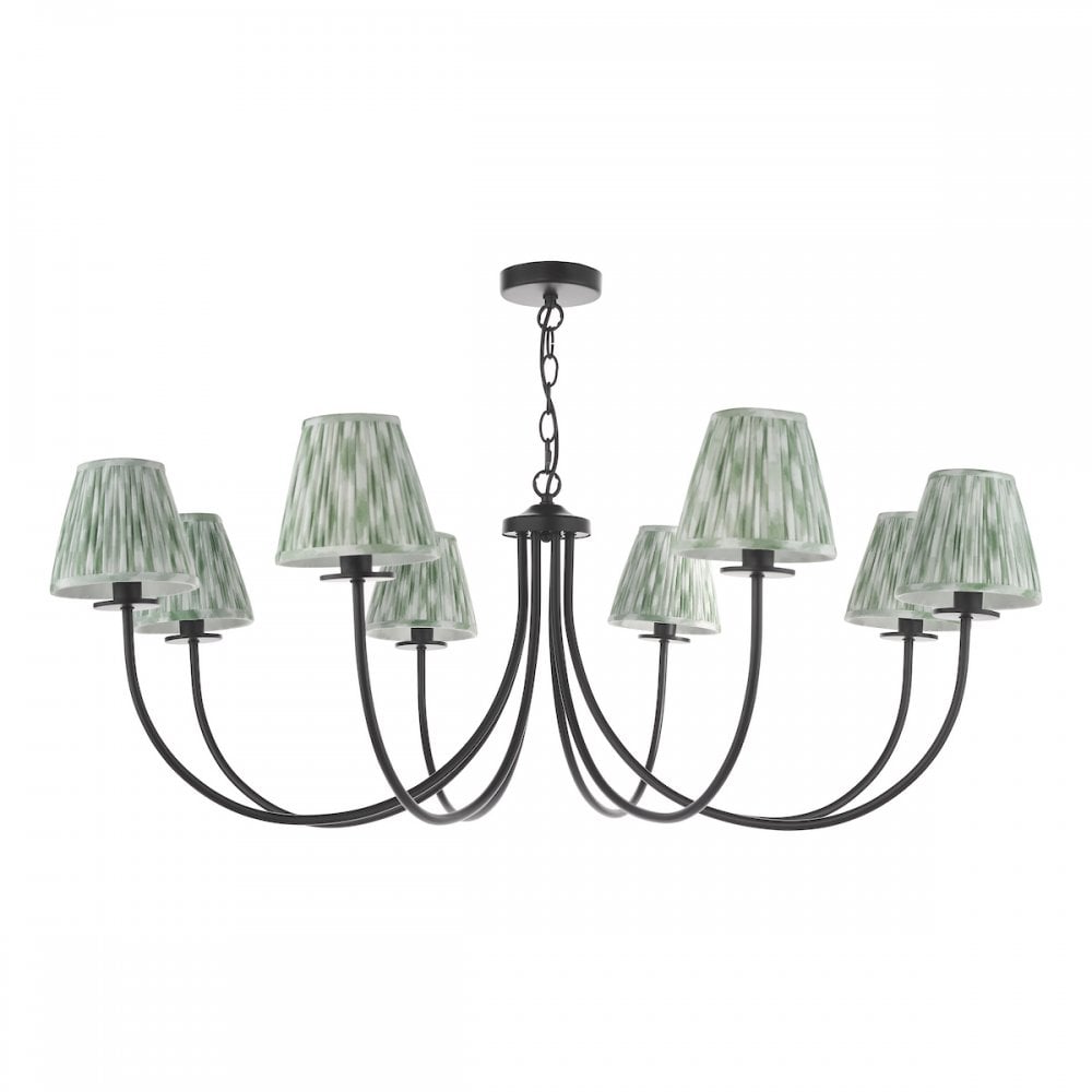 BEC0822-IKA2624 Becca 8 Light Pendant Matt Black With Shade