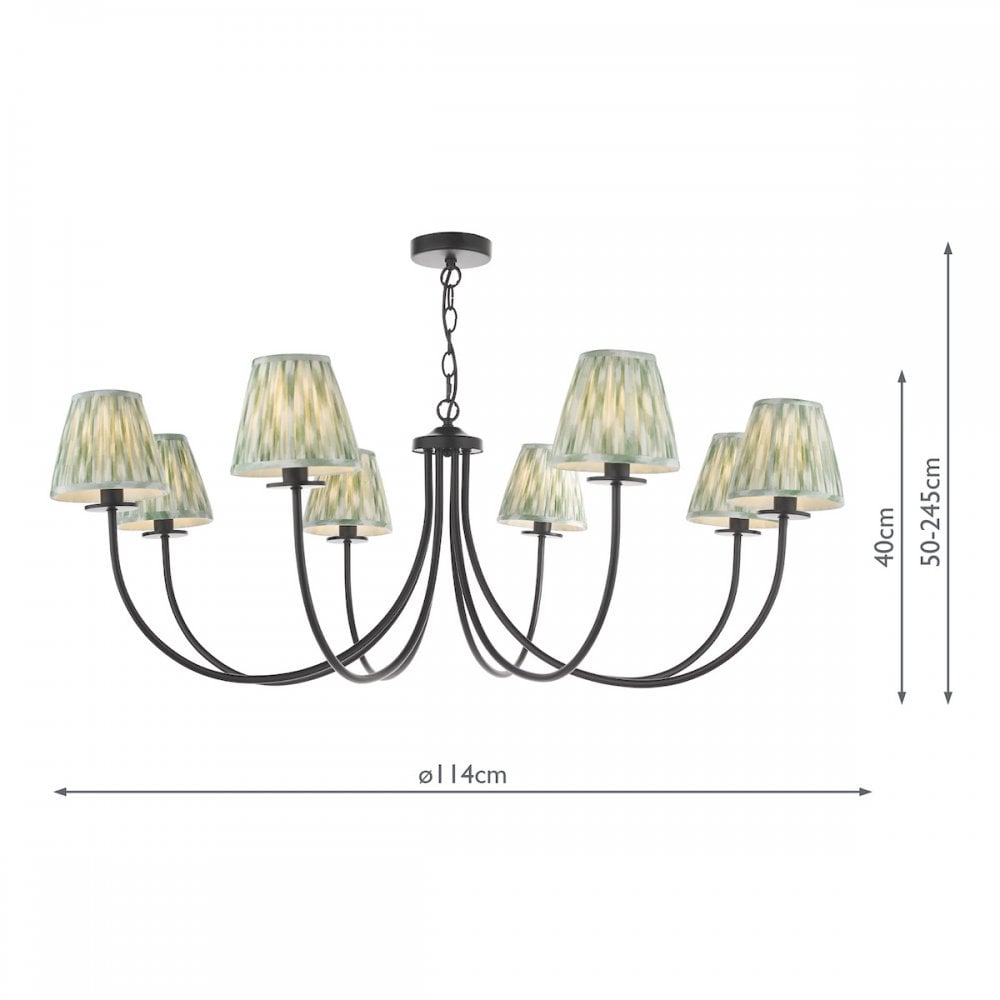 BEC0822-IKA2624 Becca 8 Light Pendant Matt Black With Shade