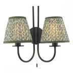 BEC0922-EST2624 Becca 2 Light Wall Light Matt Black and Green With Shade