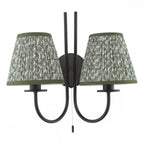 BEC0922-EST2624 Becca 2 Light Wall Light Matt Black and Green With Shade