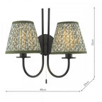 BEC0922-EST2624 Becca 2 Light Wall Light Matt Black and Green With Shade