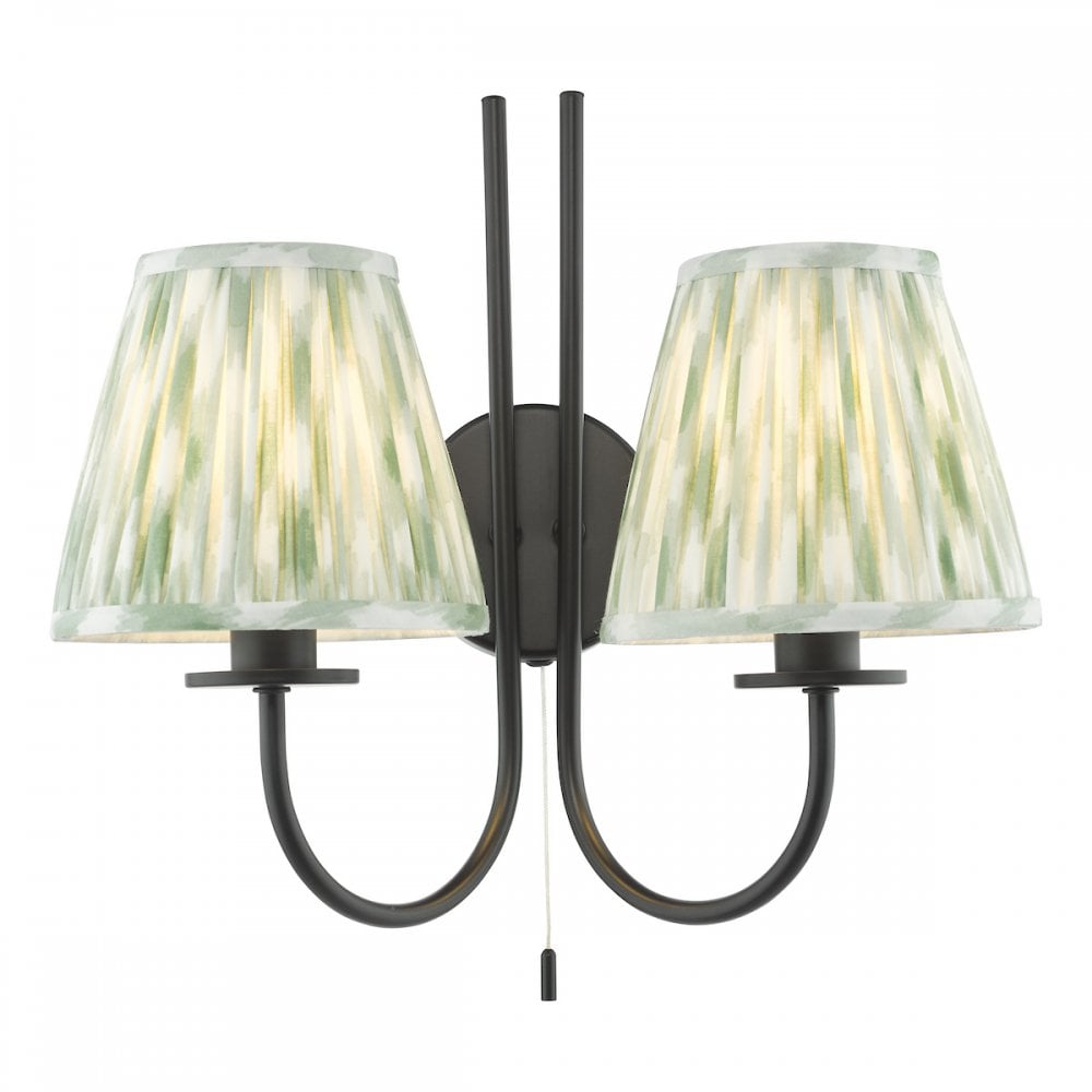 BEC0922-IKA2624 Becca 2 Light Wall Light Matt Black With Shade