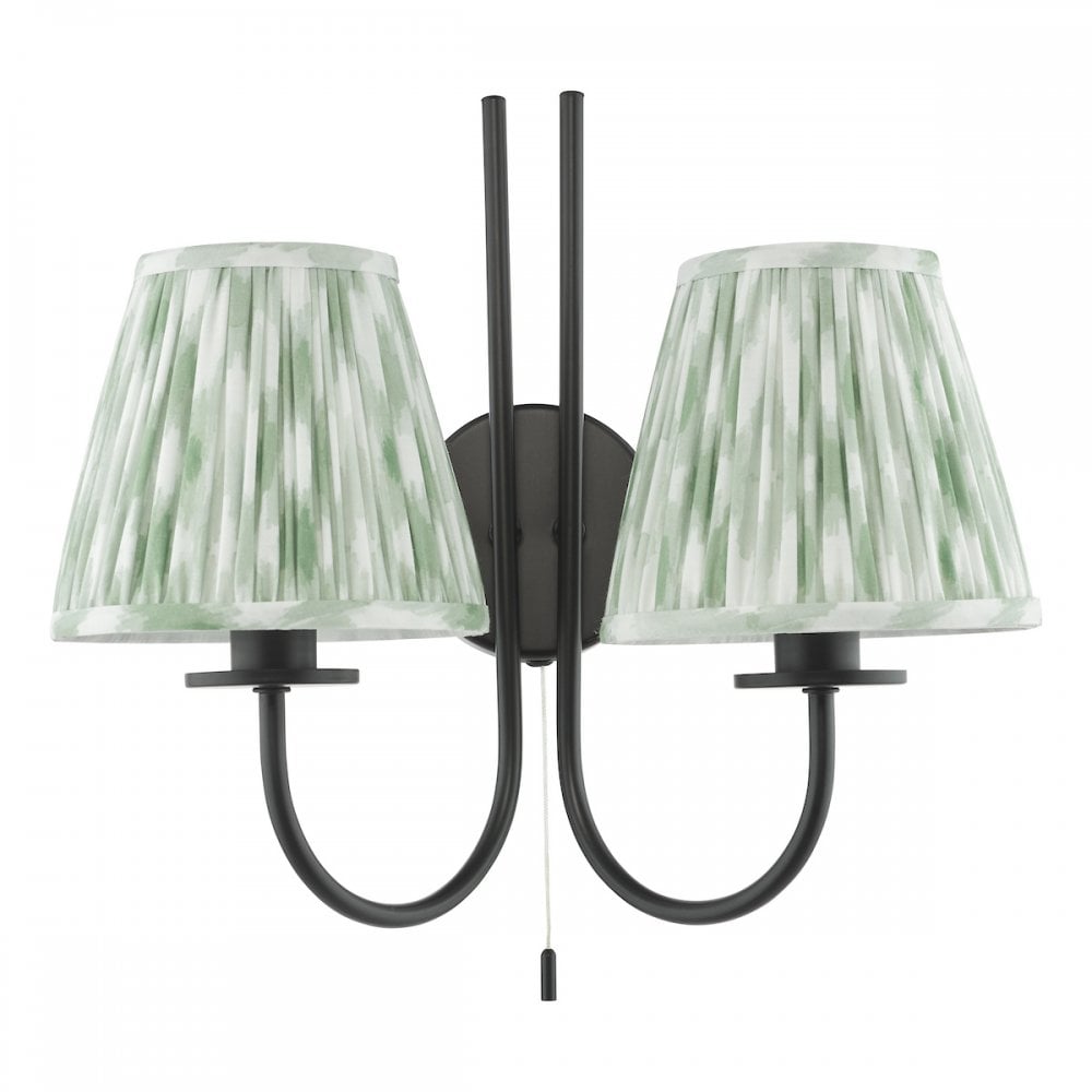 BEC0922-IKA2624 Becca 2 Light Wall Light Matt Black With Shade