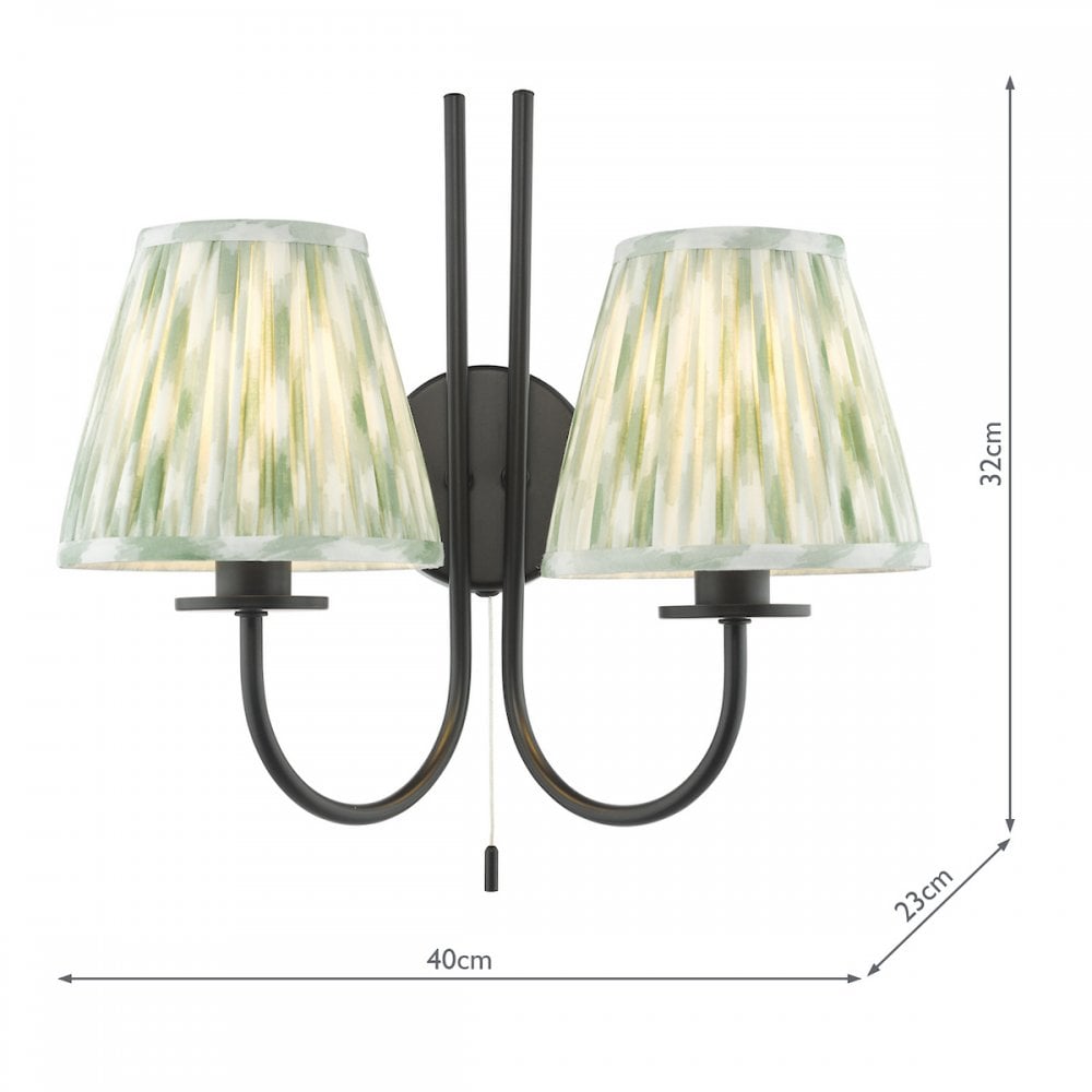 BEC0922-IKA2624 Becca 2 Light Wall Light Matt Black With Shade