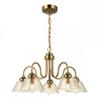 ERI0563 Erika 5 Light Pendant Antique Bronze and Amber Glass